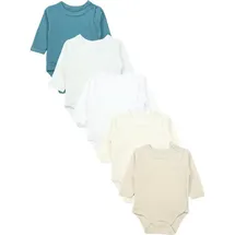 TupTam Wickelbody Langarm Baby Body - Unisex Body Baby im 5er Set aus Baumwolle, Farbe: Beige_Grau_Blau, Größe: 74 - 74
