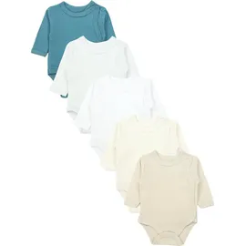 TupTam Wickelbody Langarm Baby Body - Unisex Body Baby im 5er Set aus Baumwolle, Farbe: Beige_Grau_Blau, Größe: 74 - 74
