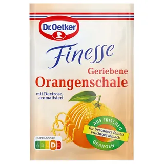 Dr. Oetker Finesse Geriebene Orangenschale, 11 x 3er Pack, je Beutel 6 g, für besonderen Fruchtgeschmack, zum Verfeinern von Süßspeisen, Torten & Desserts, vegan
