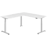 bümö Eckschreibtisch elektrisch höhenverstellbar Weiß / Silber