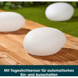 EasyMaxx Solarleuchte Stein 3,7 V inkl. Erdspieß Dämmerungssensor weiß