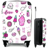 MuchoWow Handgepäckkoffer Mädchen - Liebe - Eis - Muster - Mädchen - Kinder - Kind - Kind, 4 Rollen, Reisetasche mit rollen, Handgepäck für Ferien, Trolley, Reisekoffer bunt