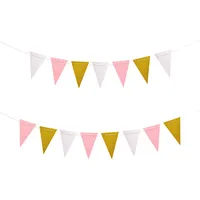 Oblique Unique Wimpel Girlande 3 m Weiß/Rosé/Gold mit Glitzereffekt