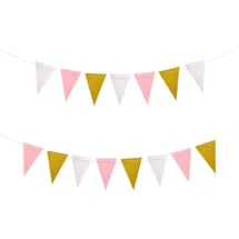Oblique Unique Wimpel Girlande 3 m Weiß/Rosé/Gold mit Glitzereffekt