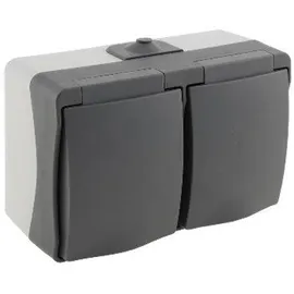 ChiliTec Doppelsteckdose 2-fach Grau