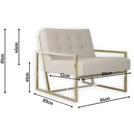 S-Style Loungesessel Tampa Bouclé 84 x 81 x 89 cm Beige/Gold