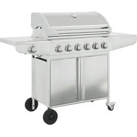 vidaXL Gasgrill mit 7 Flammen Silbern Edelstahl