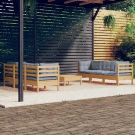 vidaXL Garten-Lounge-Set 7-tlg. grau Kiefernholz