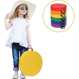 Costway 6er Set Kinder Stuhlkissen Rund mit Griff & Reißverschluss Bodenkissen Sitzkissen Sitzerhöhung Hauptkissen für Kinderzimmer & Kinderga... - Bunt