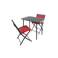 VCM 3-tlg Gartenmöbel 3er-Set - rot ¦ Maße cm B. 80 x T. 55 Klappbar Garten Set Sumila