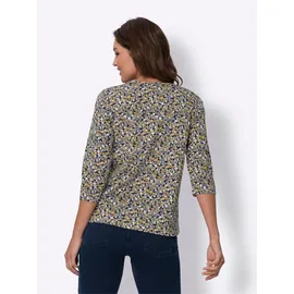 Classic Basics 3/4-Arm-Shirt CLASSIC BASICS "3/4-Arm-Shirt", Damen, Gr. 42, bunt (marine, ocker, bedruckt), 100% Baumwolle, geblümt, gemustert, mehrfarbig, Rundhals, Shirts 3/4-Arm-Shirt