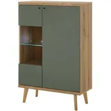 furn.design Highboard Juna in Salbei und Evoke Eiche Vitrine skandinavisch 90 x 134 cm