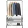 Relaxdays Kleiderständer mit 2 Ablagen, Kleiderstange, Kleiderhaken, HBT 165 x 90 x 30cm, Rollgarderobe, schwarz