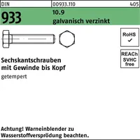 Industrial Quality Supplies DIN 933 Sechskantschraube VG M10x100 Stahl