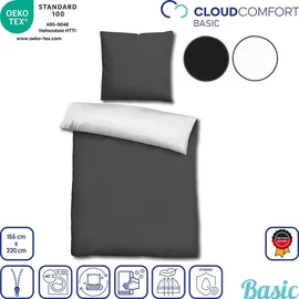 cloudcomfort Wendebettwäsche schwarz/weiß 155 x 220 cm + 80 x 80 cm