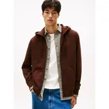 Tommy Hilfiger Tommy Jeans Sweatshirt TJM REG S FLAG ZIP FLEECE THRU mit bestickten Markenlogo auf Brusthöhe braun M (48)