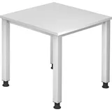 Hammerbacher Schreibtisch weiß quadratisch, 4-Fuß-Gestell silber 80,0 x 80,0 cm