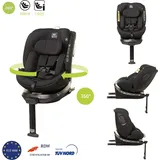 4BABY ISOFIX Kindersitz Enzo-Fix 0-36kg I-Size, mit 360 grad drehbarem, R129, Stützfuß, Schwarz - Schwarz