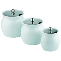 APS 83311 Dressingtopf, Ø 13 cm, Höhe 13 cm, Porzellan, weiß, 0,8 Liter, Deckel mit Löffelaussparung aus Edelstahl