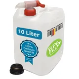 plasteo® 10 Liter Getränke- Wasserkanister Natur mit Hahn und Schraubdeckel | BPA Frei | Lebensmittelecht