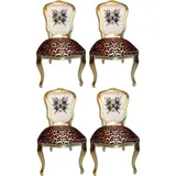 Pompöös by Casa Padrino Luxus Barock Esszimmerstühle Glitzerkrone & Engelsflügel Leopard / Weiß / Gold 50 x 60 x H.104 cm - Pompööse Barock Stühle designed by Harald Glööckler - 4 Esszimmerstühle