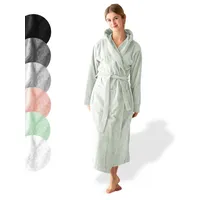 SIEGENTHAL Damenbademantel SIEGENTHAL® Damen Bademantel Frottee Velour Kapuze Flauschig Wadenlang, Kapuze, Gürtel, saugfähigem Frottee,Pflegeleicht und langlebig grün L-XL