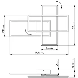 GLOBO Lighting|Deckenleuchte Metall schwarz matt, LED - Weiß