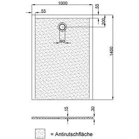Hoesch Muna S 140x100x3cm, weiß, Antirutsch