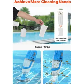 Vevor Poolsauger kabelloser Handstaubsauger blau