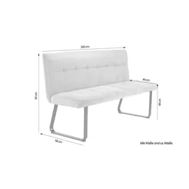 byLIVING Sitzbank TALEA Dunkelgrau 160 x 92 x 59 cm