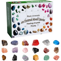 Eastuy Adventskalender 2023 Rock Mineral Weihnachts Adventskalender Mit 24 Stück Edelsteinen,Kinder Erz Weihnachts Adventskalender Heilkristall Mineral Steine Kinder Geographie Geschenk