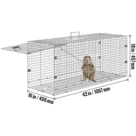 Vevor Marderfalle, 1067 x 406 x 457 mm Lebendfalle aus verzinktem Eisen, faltbare Tierfalle mit Griff Drahtfalle für streunende Hunde, Gürteltiere,