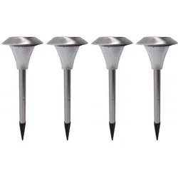 4er Set LED SOLAR Außen Steck Leuchten Edelstahl Terrassen Garten Erdspieß Lampe