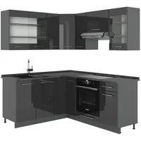 Vicco Winkelküche Fame-Line L-Form 190 cm grau