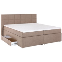 Möbelfreude Boxspringbett Andybur, Beige/grau 180x200 cm H2/H3 mit Bettkasten / Stauraum inkl. Visco-Topper, 7-Zonen Taschenfederkern-Matratze beige|grau