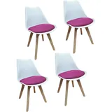 Hti-Living HTI-Living, Stühle, Esszimmerstuhl 4er Set Atlanta Weiss/Pink