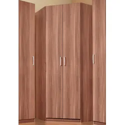 Eckkleiderschrank PRIESS "Bilbao", braun (nussbaumfarben), H:193cm T:36cm, Schränke, mit 3 verschiedenen Fronten