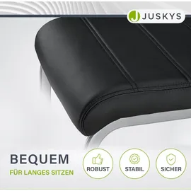 Juskys Freischwinger Stuhl Vegas 2er Set mit Kunstleder Schwarz