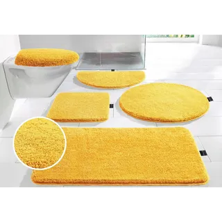 Bruno Banani Badematte Lana, Badvorleger, Badezimmer Teppich, Höhe 25 mm, rutschhemmend beschichtet, fußbodenheizungsgeeignet, schnell trocknend, strapazierfähig, Polyacryl, rechteckig, Badteppich, Badematten, unifarben, auch als 3 teiliges Set & rund gelb rechteckig | 40 cm x 50 cm x 25 mm