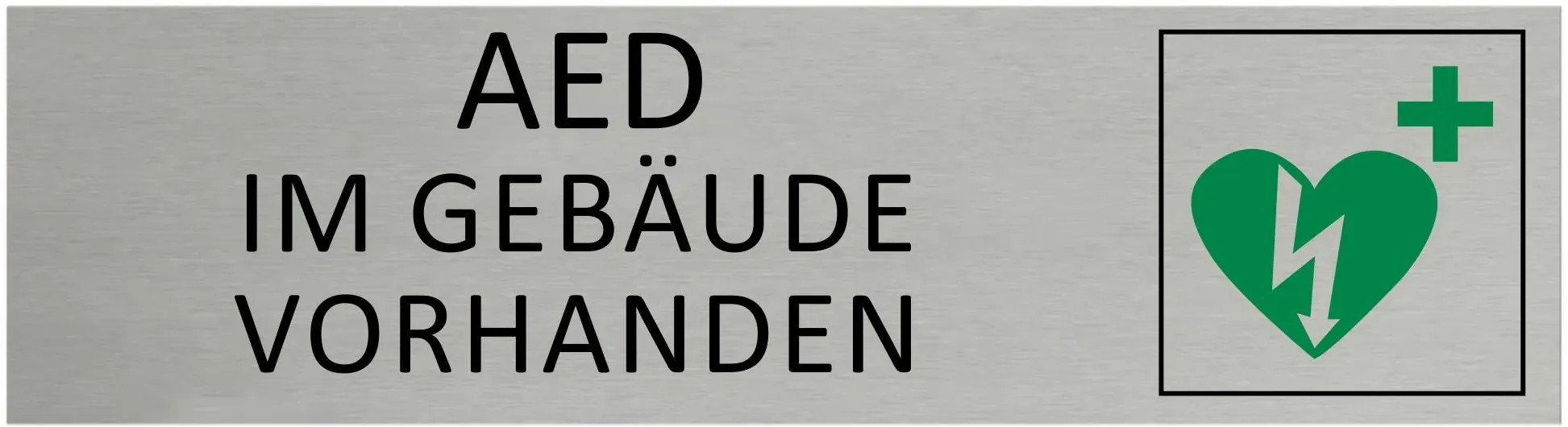 CombiCraft Aluminium Türschild AED im Gebäude vorhanden 165x45mm mit 3M-Tape
