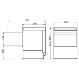 GastroHero Geschirrspülmaschine ECO 50x50 cm Korbmaß, mit Reiniger- | Klarspüldosierer, mit Ablaufpumpe | Enthärter Made in Europe,