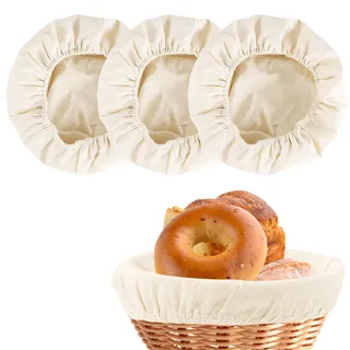 3 Stück Gärkörbchen für Brot, 25cm Leineneinsatz für Brot Gärkörbchen Gärkorb, Gärkörbchen Rund, Gärkorbs Oval, Leinentuch für Gärkorbs, Brot Gärkorb, für Garkörbe Brot