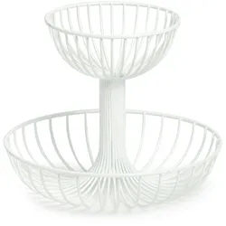 Zeller Obst-Etagere, 2-lagig, Metall, weiß Ø29x23,5