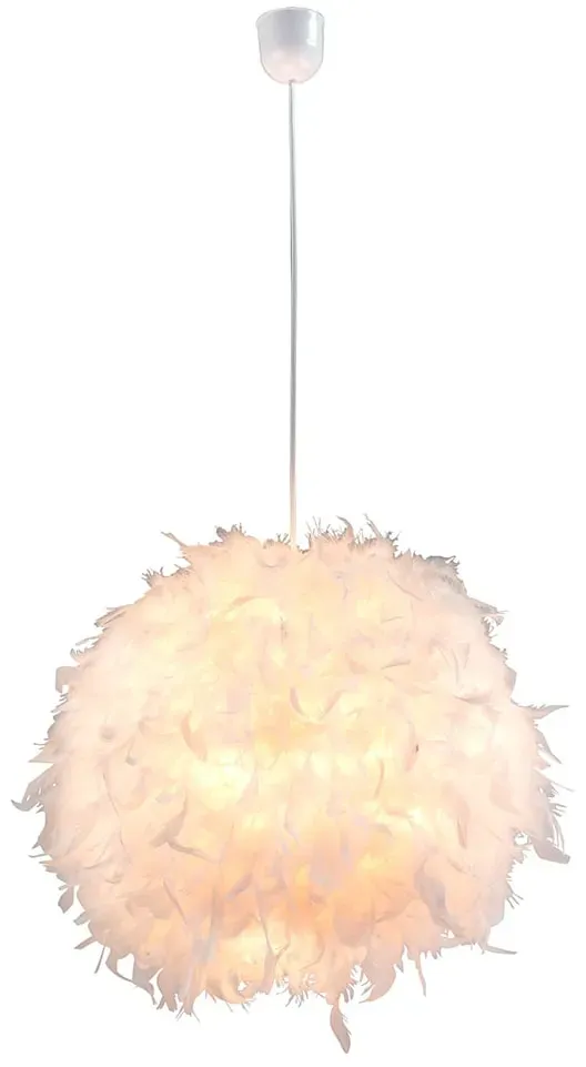 Design Hängeleuchte mit Feder-Lampenschirm in weiß