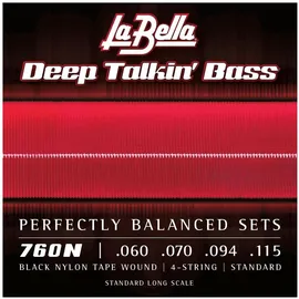 LA BELLA 760N Black Nylon Bass, 060/110, schwarz