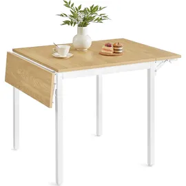 VASAGLE Esstisch, klappbarer Küchentisch für 2-4 Personen, für kleine Räume, Weiß - Weiß