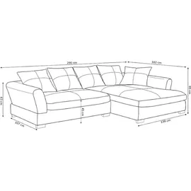 Fun Möbel Ecksofa TIZIAN inkl. Polsterhocker in Stoff Salvador Dunkelblau Ottomane Links - Blau