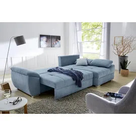 Jockenhöfer GRUPPE Alster L-Form« mit Bettfunktion und Bettkasten, Ottomane links oder rechts montierbar blau