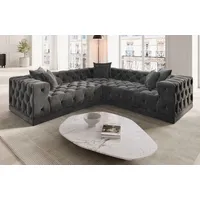 Sofa Dreams Ecksofa Polster Designer Samt Stoff Sofa Palma L Form Stoffsofa grau