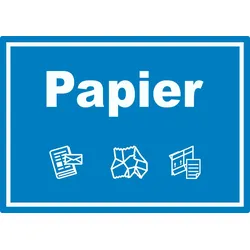 Papier Mülltrennung Aufkleber Text Symbol Karton A8 (52x74mm)